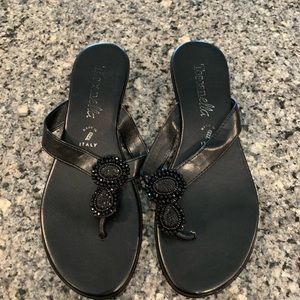 Toscanella black wedge sandal